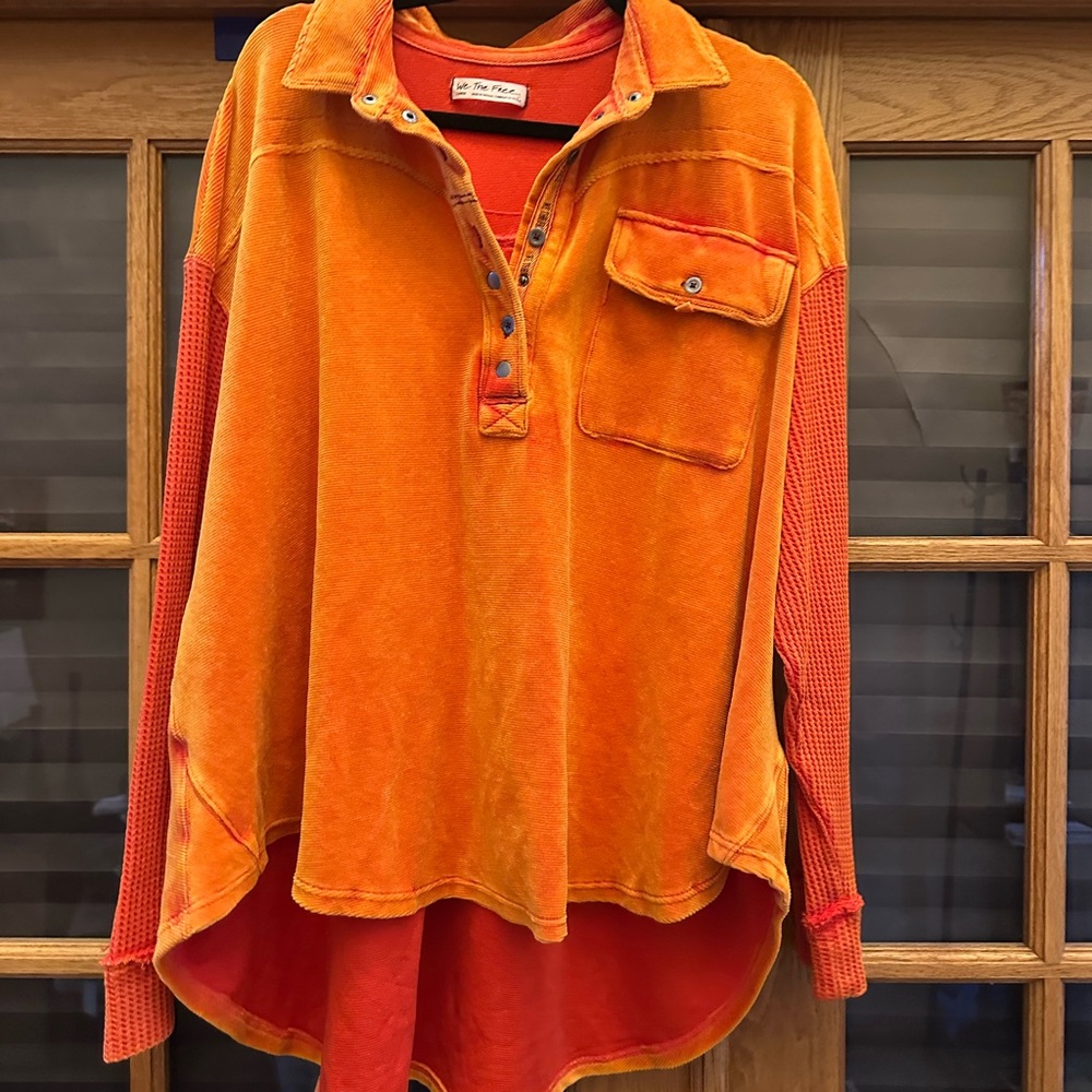 We the Free People Luxe Velour Tee Tomato Combo